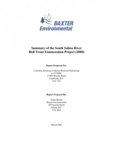 Summary of the South Salmo River Bull Trout Enumeration Project (2000)