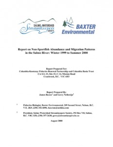 Report on Non-Sportfish Abundance and Migration Patterns in the Salmo River: Winter 1999 to Summer 2000