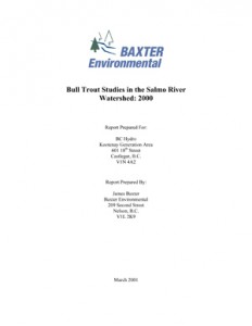 Bull Trout Studies in the Salmo River Watershed: 2000