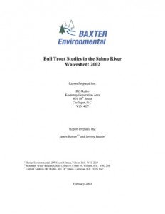 Bull Trout Studies in the Salmo River Watershed: 2002