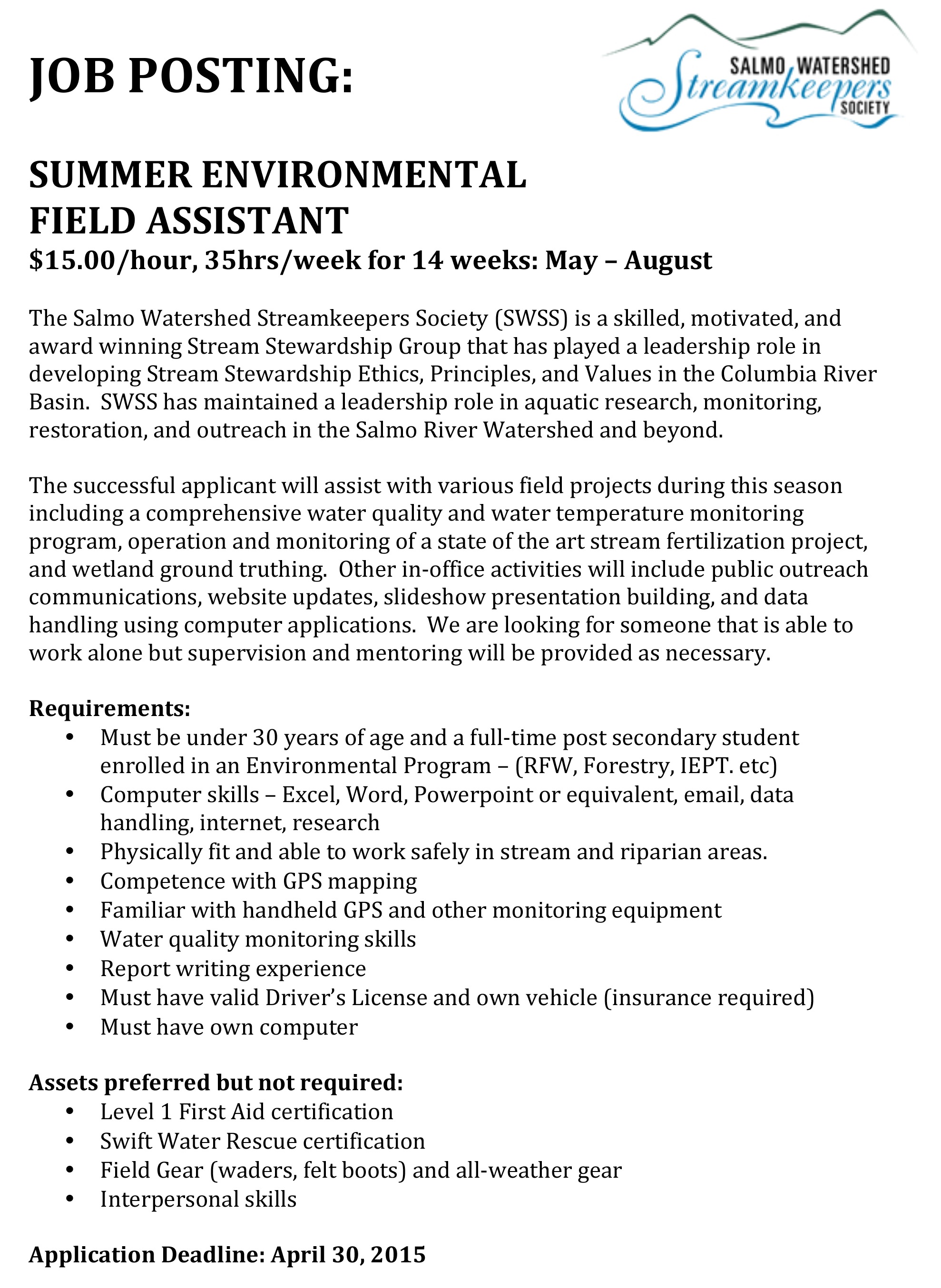 Job Posting For Pinehill Water Works 9